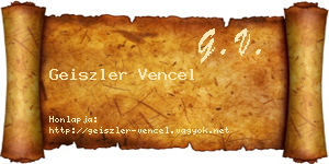 Geiszler Vencel névjegykártya